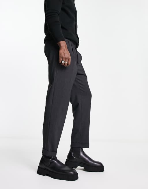 AllSaints Conley cropped tapered pants in charcoal heather