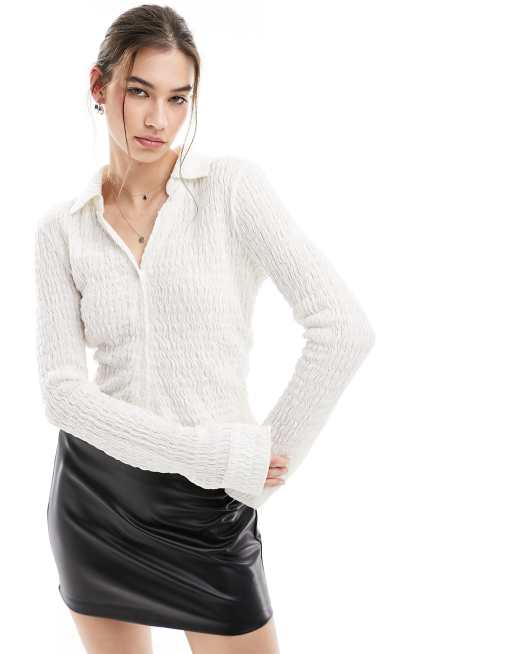 AllSaints - Connie - Råhvid top med knapper