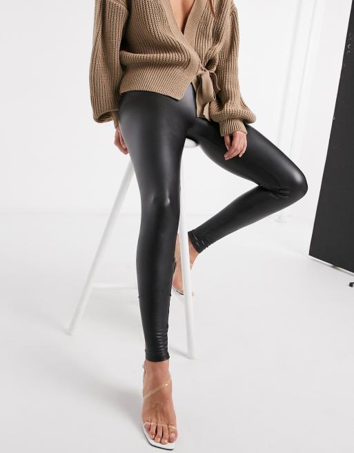 AllSaints – Cora – Czarne legginsy z poliuretanu imitującego skórę