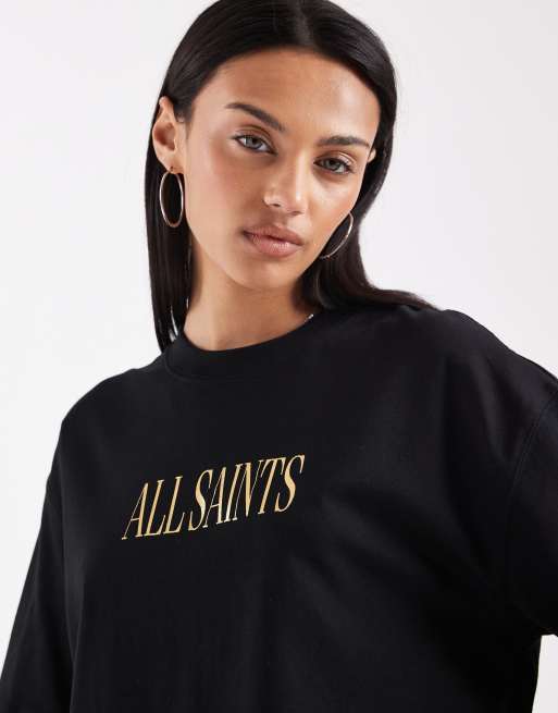 AllSaints – Cora Etta – T-Shirt in Schwarz mit Blumengrafik auf dem Rücken, 3 von 4