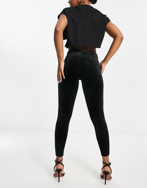 Cora Velvet High-Rise Skinny Leggings Black