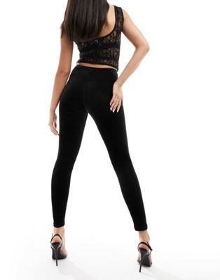 AllSaints Cora high rise velvet leggings in black - ASOS Price Checker