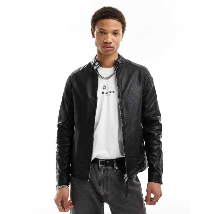 AllSaints Cora leather moto jacket in black | ASOS