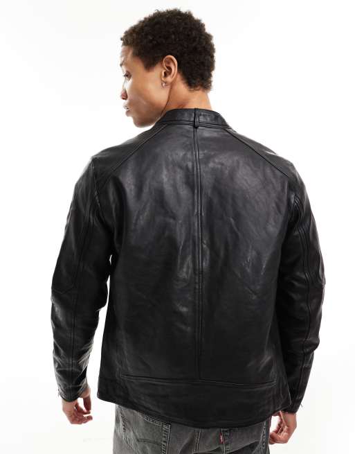 AllSaints Cora leather moto jacket in black | ASOS