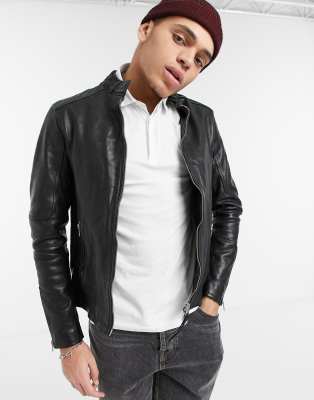 all saints blue leather jacket