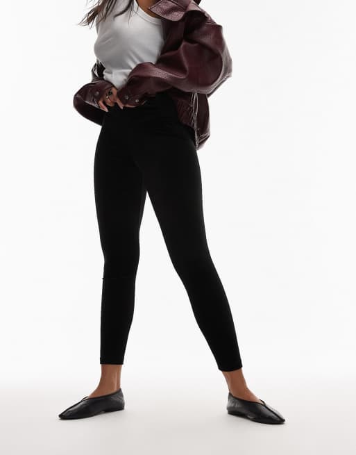 Allsaints Cora velvet leggings in black - BLACK