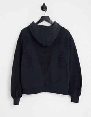 AllSaints Cornu hoodie in washed black