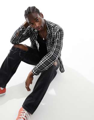 AllSaints Corvus long sleeve shirt in black check - ASOS Price Checker