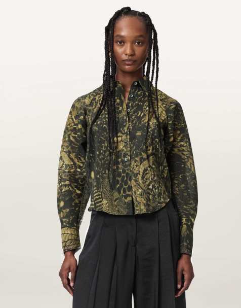 AllSaints – Cory – Hemdbluse in Blixa-Khakigrün - view 1