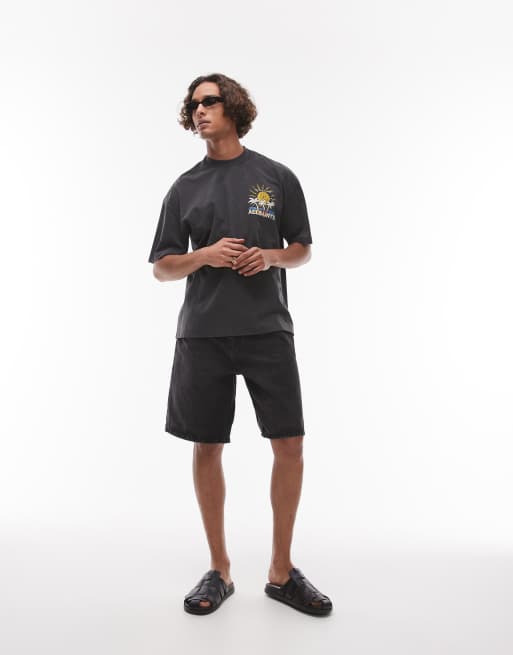 Allsaints cove t-shirt in washed black