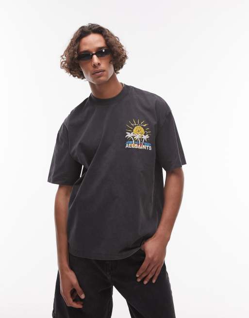 Allsaints cove t-shirt in washed black