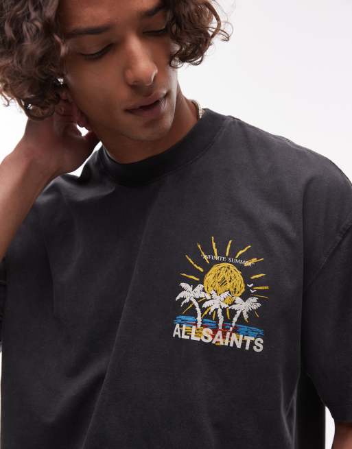 Allsaints cove t-shirt in washed black