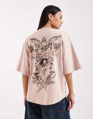 AllSaints covenant back graphic amelie t-shirt in dusty pink dusty pink 20890₽
