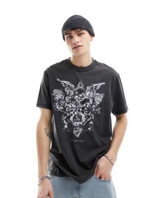 Covenant grunge graphic T-shirt in washed black