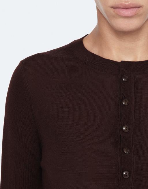 AllSaints Coyte jersey con cuello panadero en marrón granate, 6 de 7