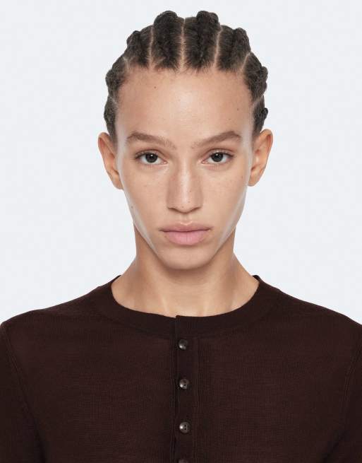 AllSaints Coyte pull henley marron bordeaux, 5 de 7