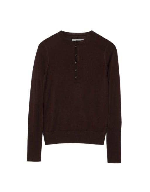 AllSaints Coyte pull henley marron bordeaux, 7 de 7