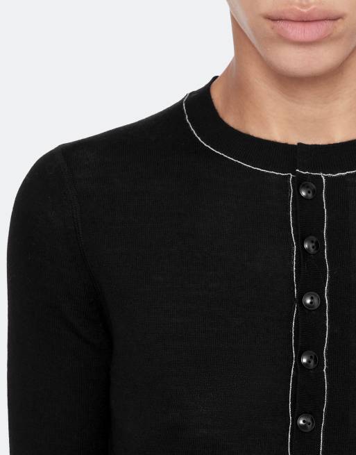 AllSaints Coyte Stitch-Henley in Schwarz, 6 von 7
