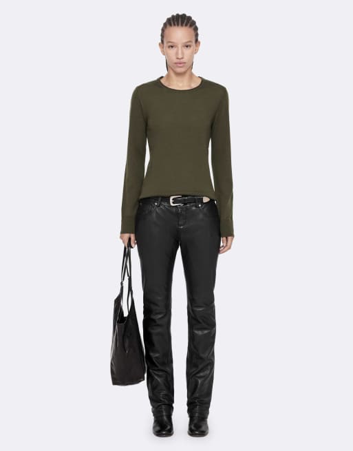 AllSaints Coyte trui met ronde hals in militair groen, 2 van 7