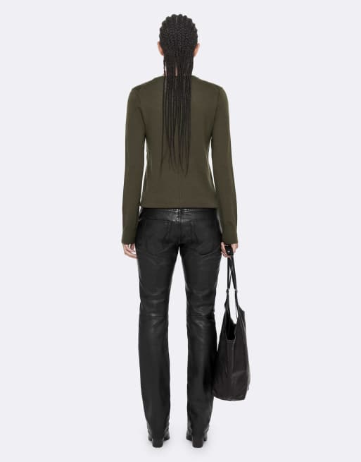 AllSaints Coyte trui met ronde hals in militair groen, 4 van 7