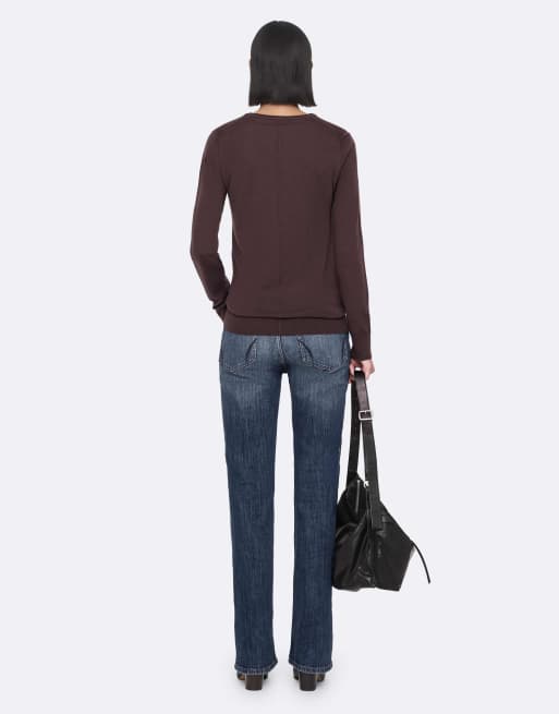 AllSaints Coyte trui met ronde hals in wijnpaars, 4 van 7