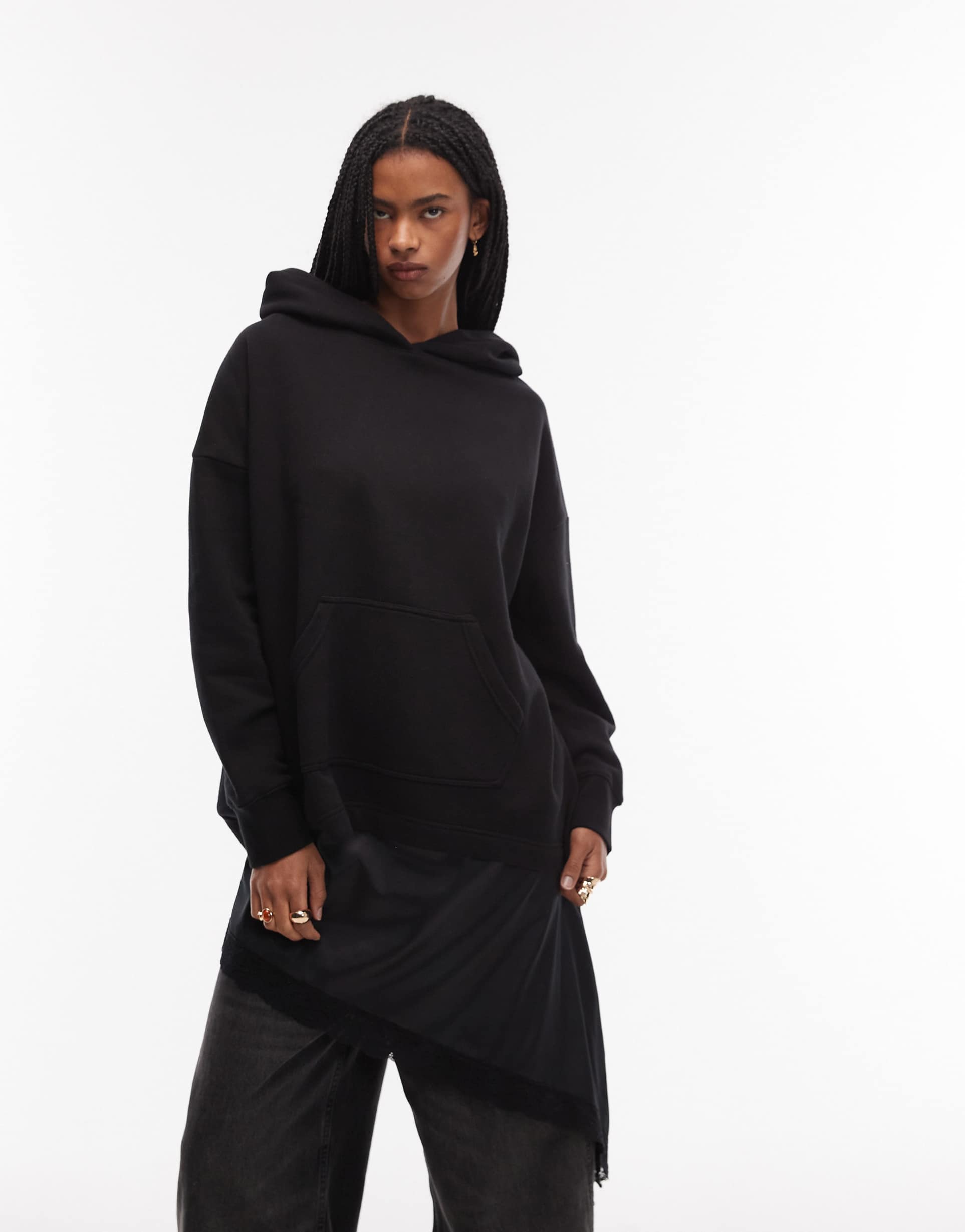 allsaints craneo etienne hoodie in black