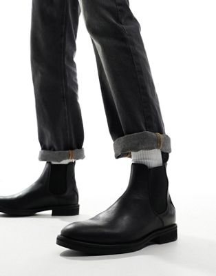 AllSaints Creed leather chelsea boots in black - ASOS Price Checker