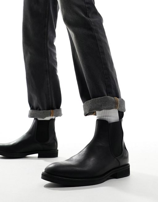 AllSaints Creed leather chelsea boots in black | ASOS
