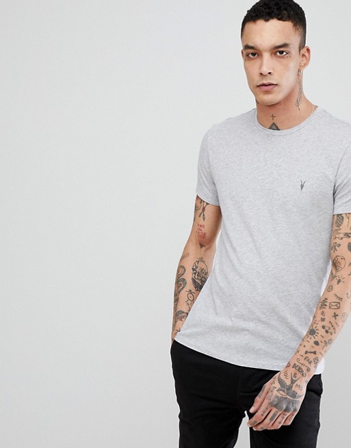 AllSaints crew neck t-shirt with logo in grey marl