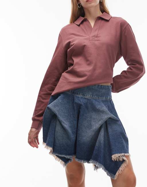 AllSaints - Crissy - Denim rok met ruches en lichte wassing, 4 van 5