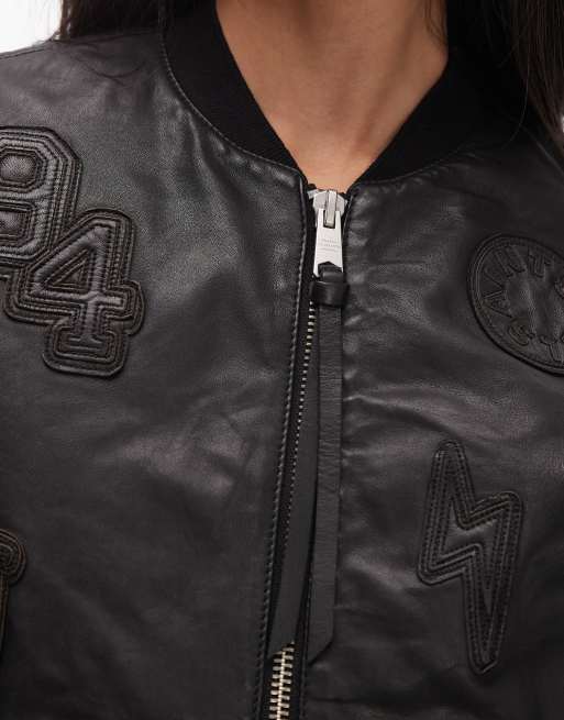ALLSAINTS UTILITY LTHR BOMBER牛革（Black） Orten 94 Leather Bomber Jacket Black | ALLSAINTS US