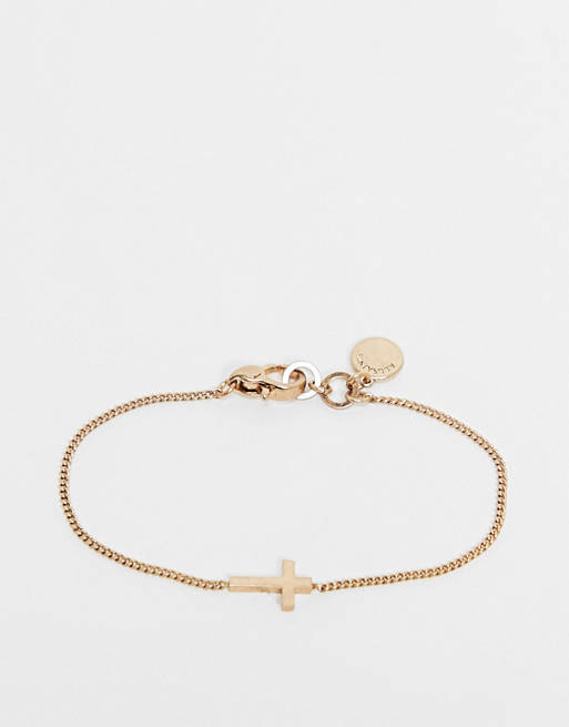AllSaints cross charm bracelet in gold