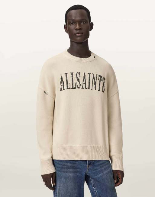 AllSaints - Crossed - T-shirt met ronde hals in ecru wit, 3 van 6