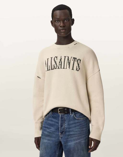 AllSaints - Crossed - T-shirt met ronde hals in ecru wit, 6 van 6