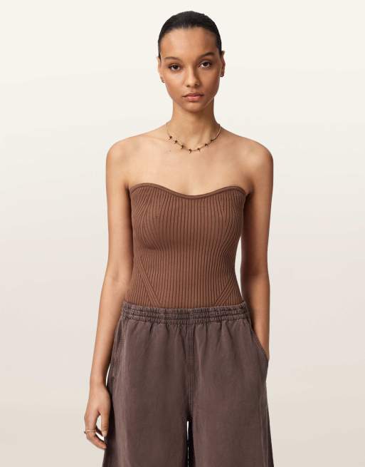 AllSaints - Cruz - Bandeau-top in bruin, 3 van 6