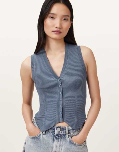AllSaints - Cruz - Gilet in vuursteengrijs - view 1