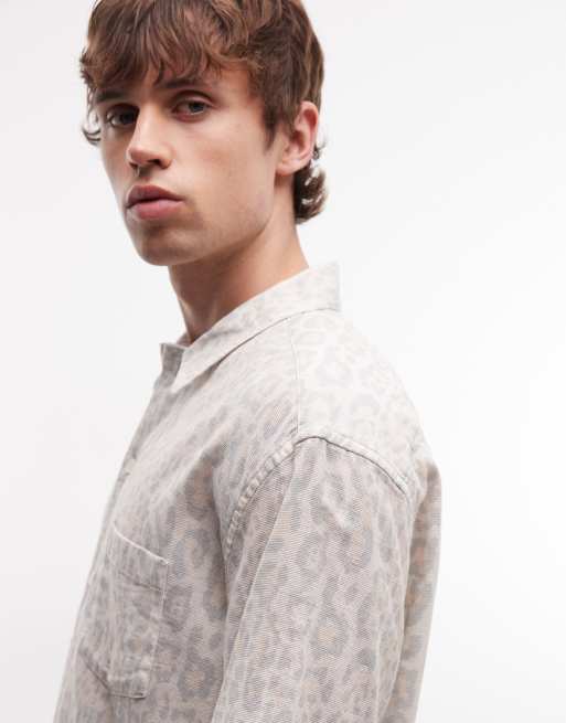 AllSaints - Cruz Leo - Camisa multicolor de manga corta con estampado de leopardo de mezcla de lino, 4 de 5