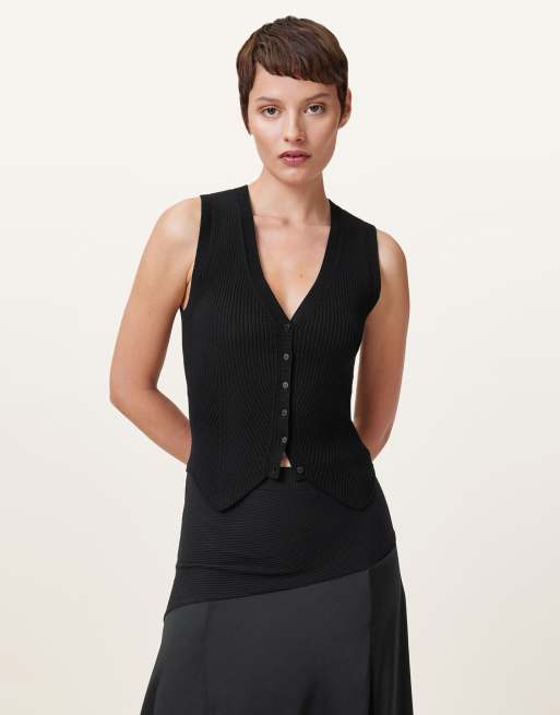 AllSaints – Cruz – Weste in Schwarz