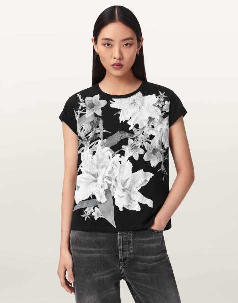 AllSaints – Crystal Anna – T-Shirt in Schwarz - view 1