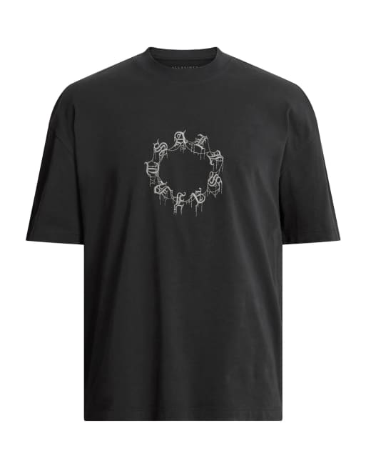 AllSaints - Cryterria - T-shirt met korte mouwen en print en ronde hals 