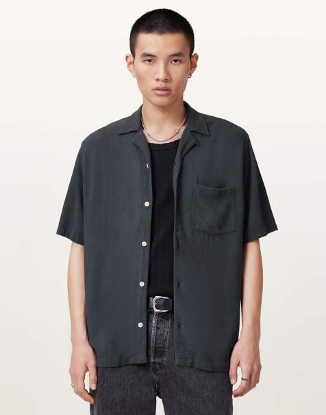 AllSaints - Cudi - Chemise à manches courtes - Bleu fontaine - view 1