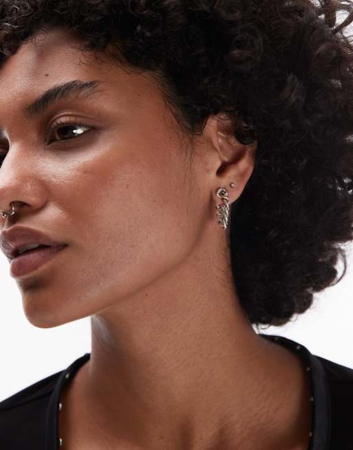 AllSaints curb chain earrings in gold, 2 of 4
