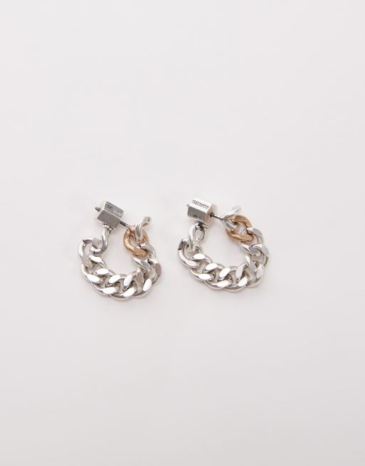 AllSaints curb chain earrings in gold, 3 of 4