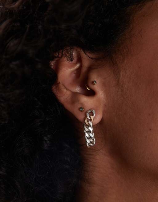 AllSaints curb chain earrings in gold, 4 of 4
