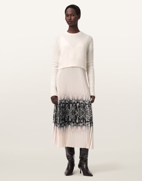 AllSaints – Curtis Ophis – Kleid in Kreideweiß - view 1