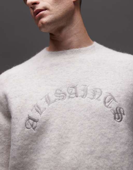 AllSaints Curv logo knitted jumper in snow white, 5 of 5