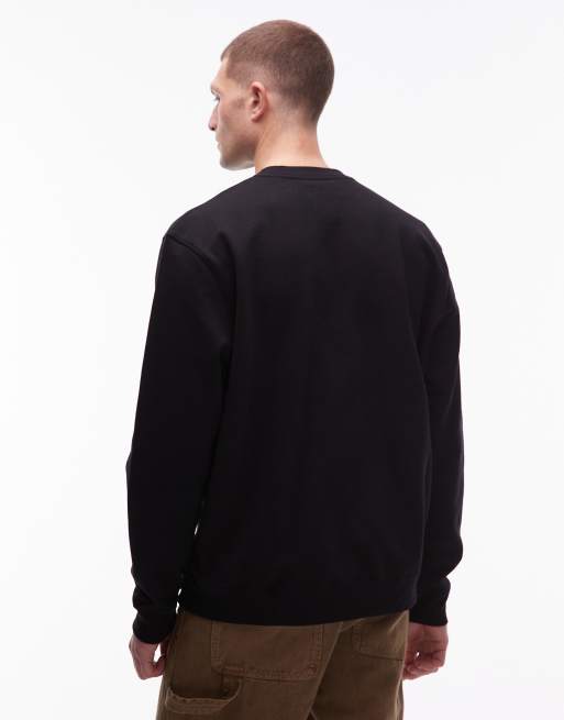 AllSaints – Czarna bluza o waflowej fakturze z okrągłym dekoltem, 3 z 5