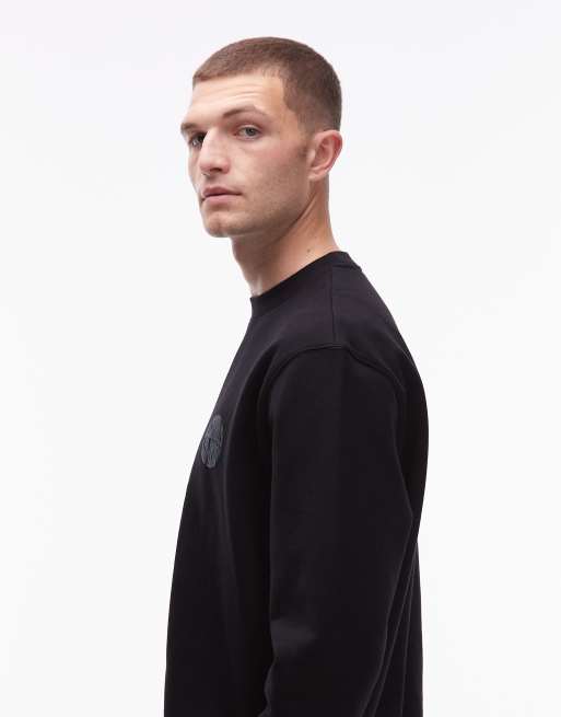 AllSaints – Czarna bluza o waflowej fakturze z okrągłym dekoltem, 4 z 5
