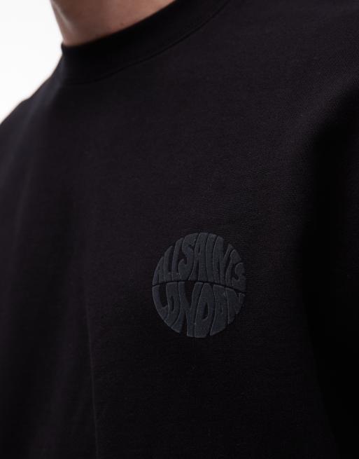 AllSaints – Czarna bluza o waflowej fakturze z okrągłym dekoltem, 5 z 5