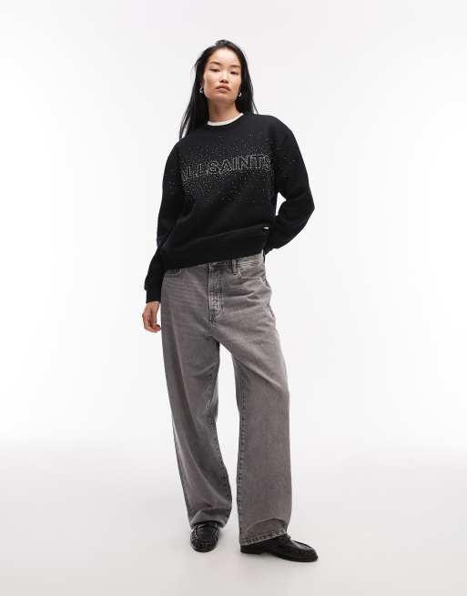 AllSaints – Czarna bluza ze zdobieniem z kryształków, 4 z 4